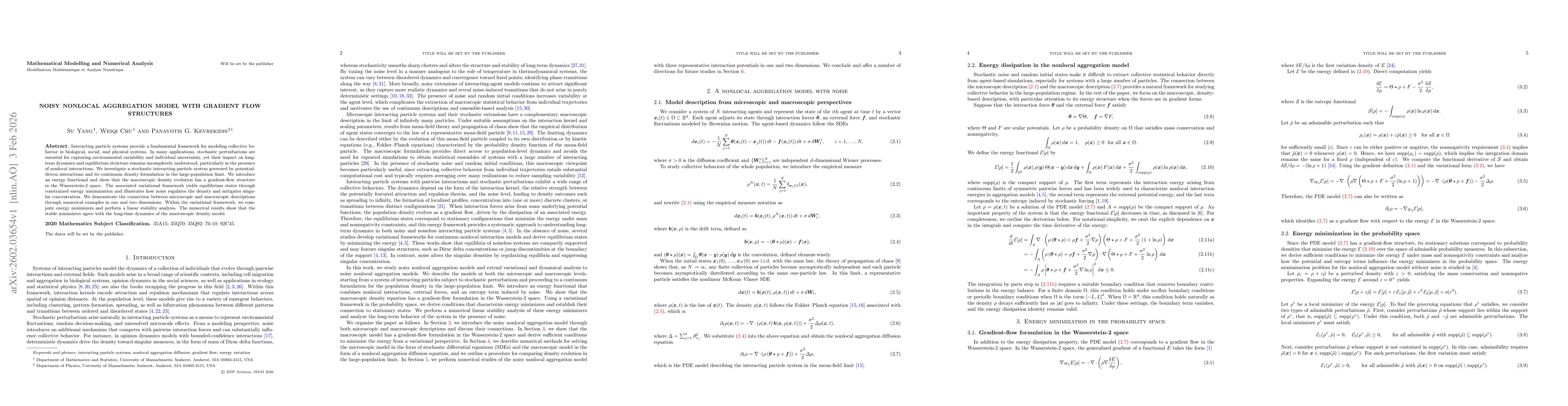 Thumbnail for Noisy nonlocal aggregation model with gradient flow structures