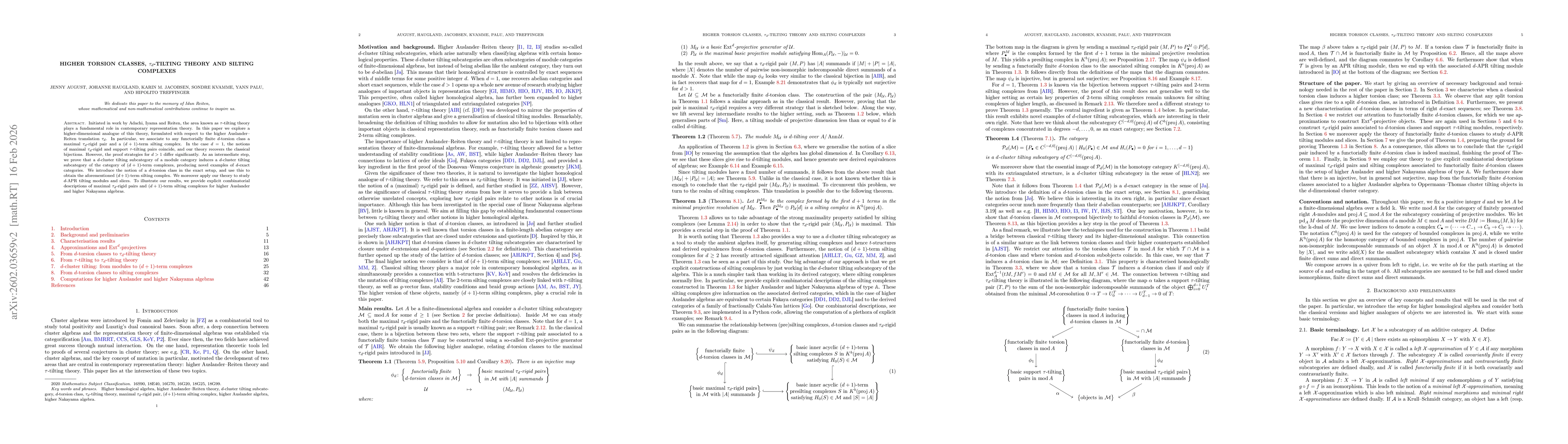 Thumbnail for Higher torsion classes, $τ_d$-tilting theory and silting complexes