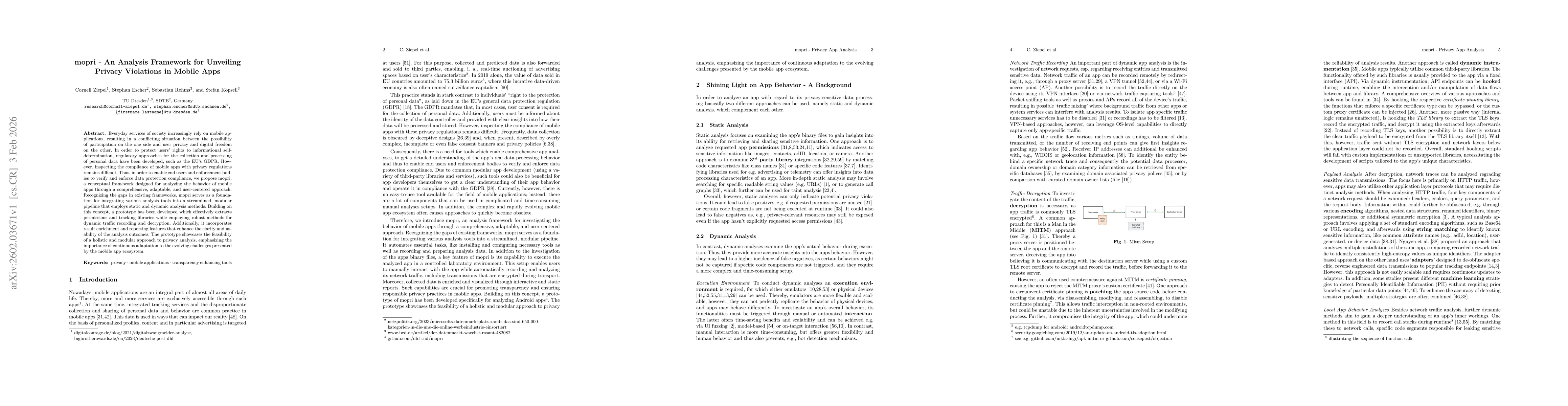 Thumbnail for mopri - An Analysis Framework for Unveiling Privacy Violations in Mobile Apps