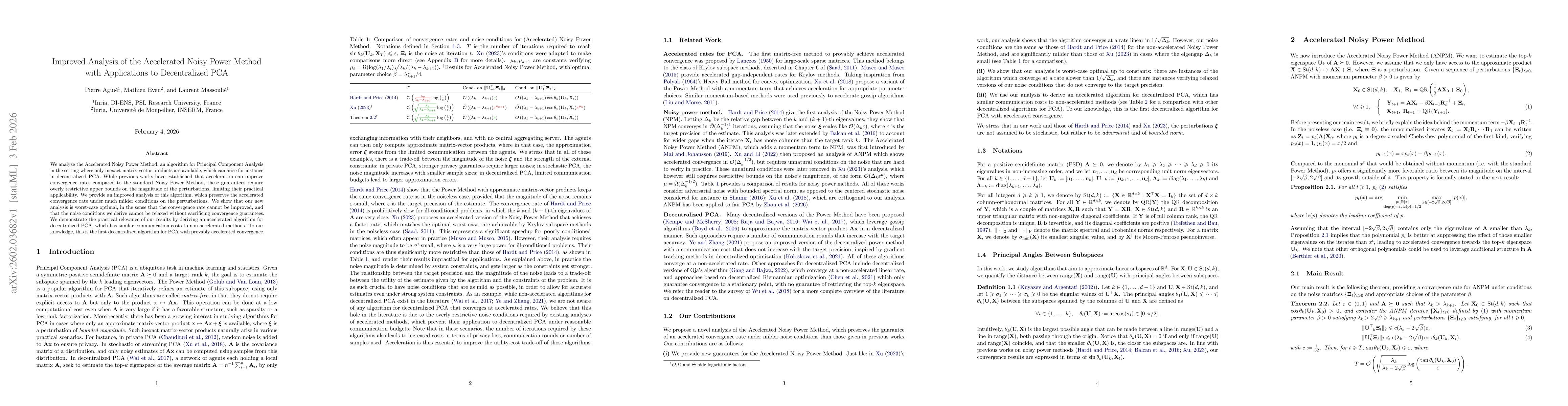 Thumbnail for Improved Analysis of the Accelerated Noisy Power Method with Applications to Decentralized PCA