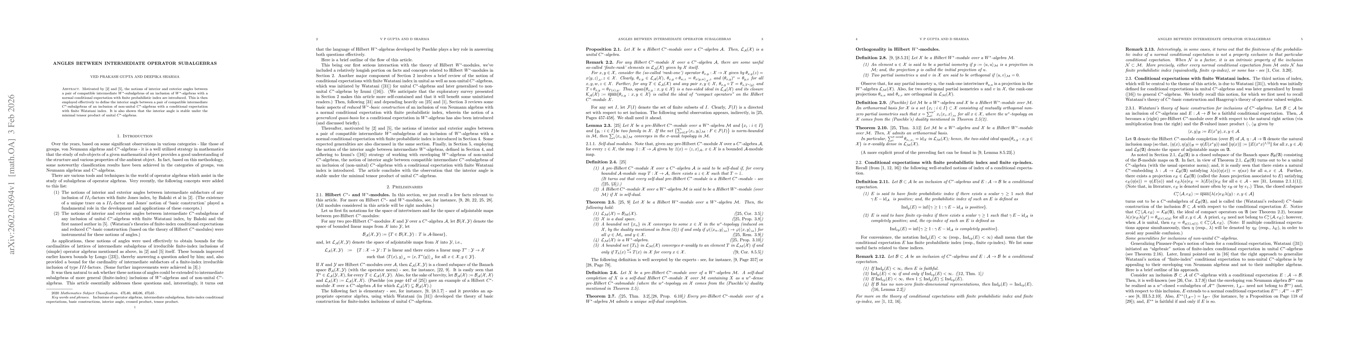 Thumbnail for Angles Between Intermediate Operator Subalgebras