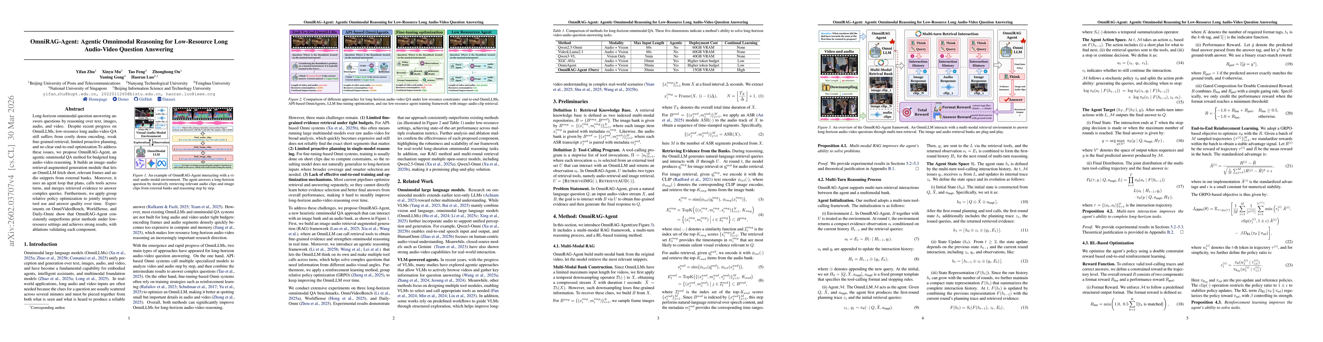 Thumbnail for OmniRAG-Agent: Agentic Omnimodal Reasoning for Low-Resource Long Audio-Video Question Answering