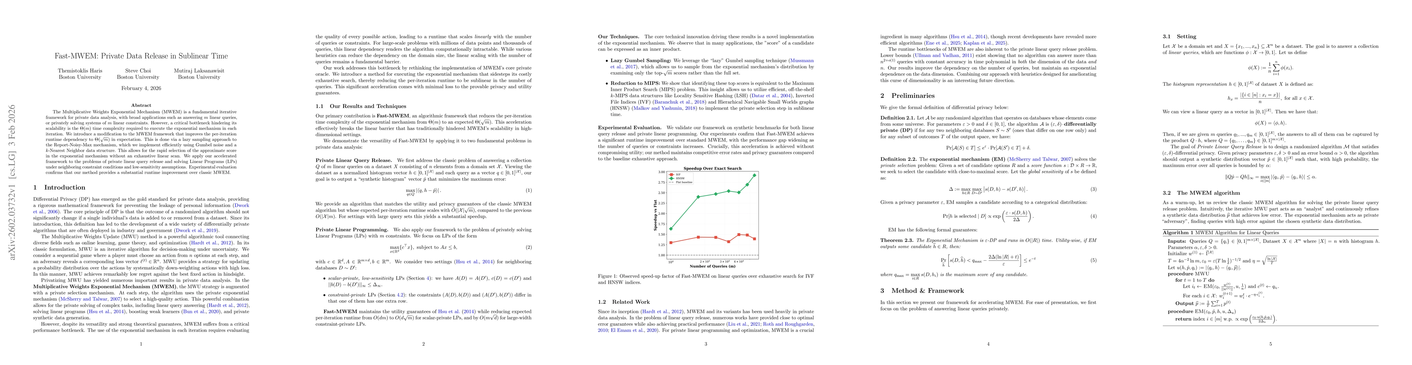 Thumbnail for Fast-MWEM: Private Data Release in Sublinear Time