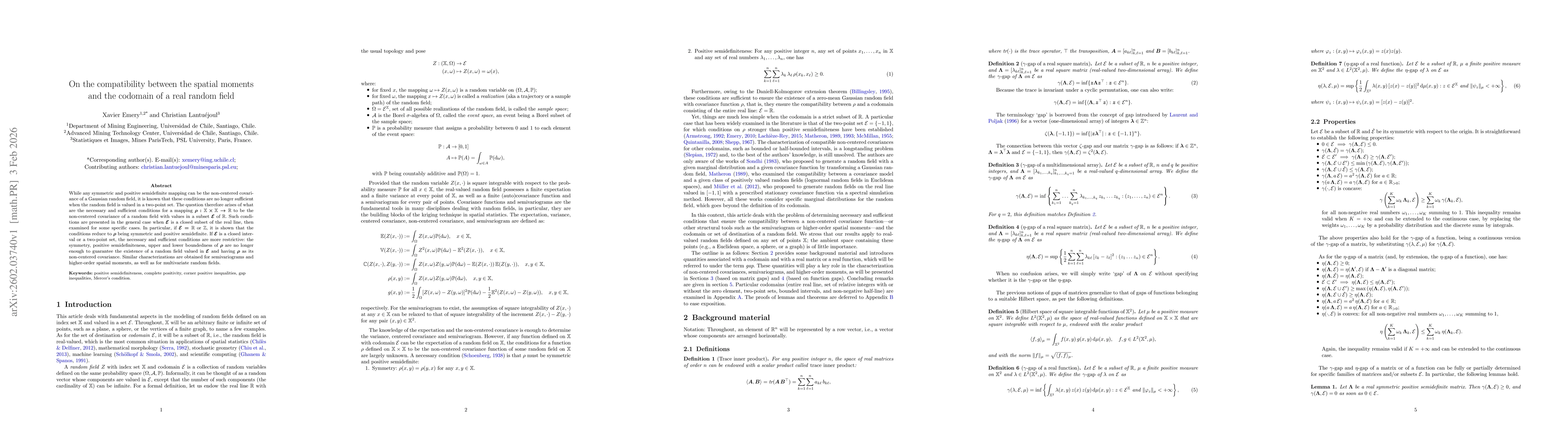 Thumbnail for On the compatibility between the spatial moments and the codomain of a real random field