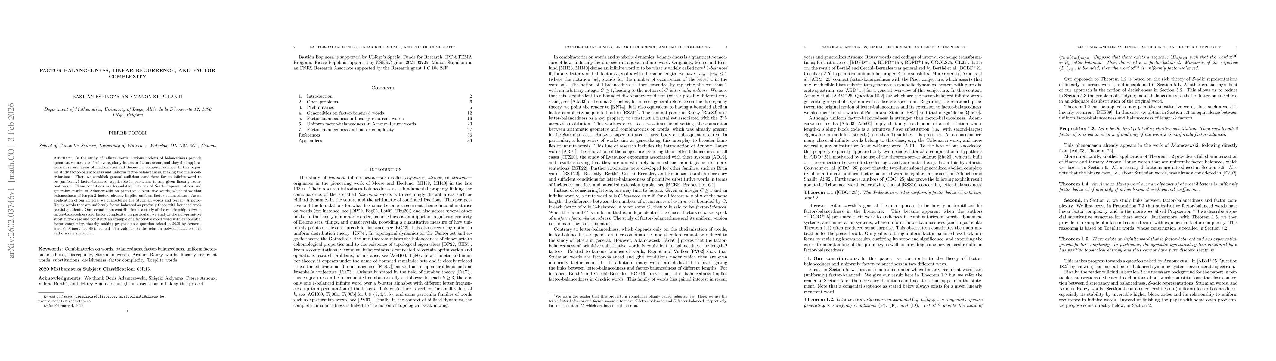 Thumbnail for Factor-balancedness, linear recurrence, and factor complexity