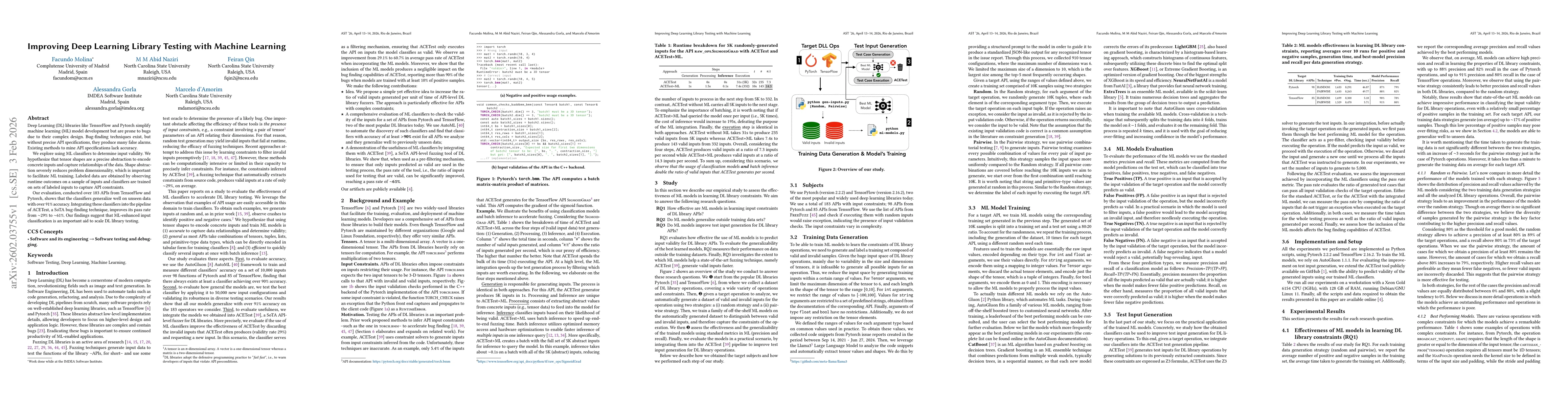 Thumbnail for Improving Deep Learning Library Testing with Machine Learning