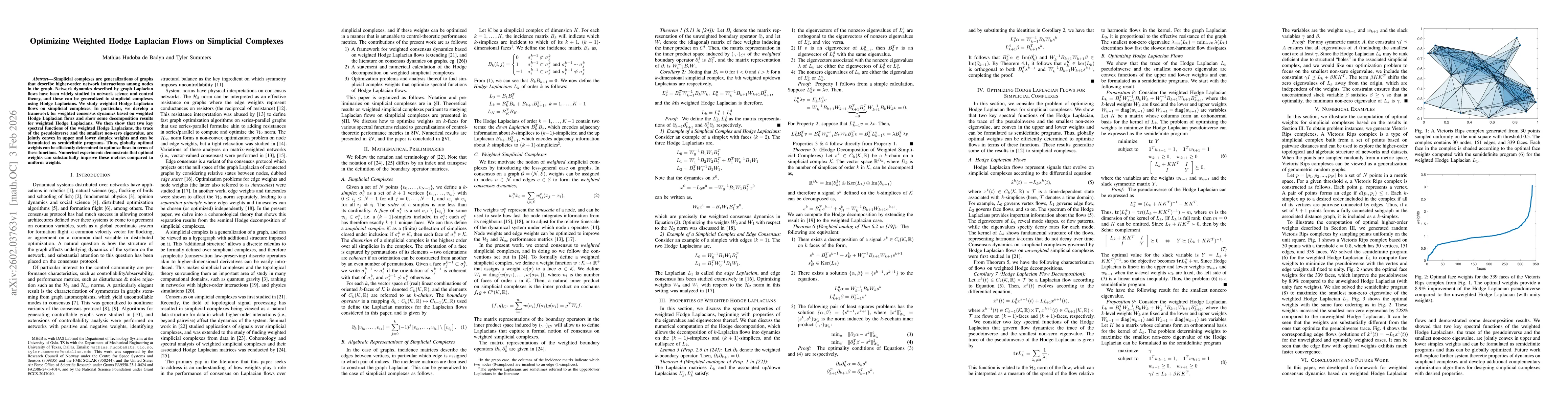 Thumbnail for Optimizing Weighted Hodge Laplacian Flows on Simplicial Complexes