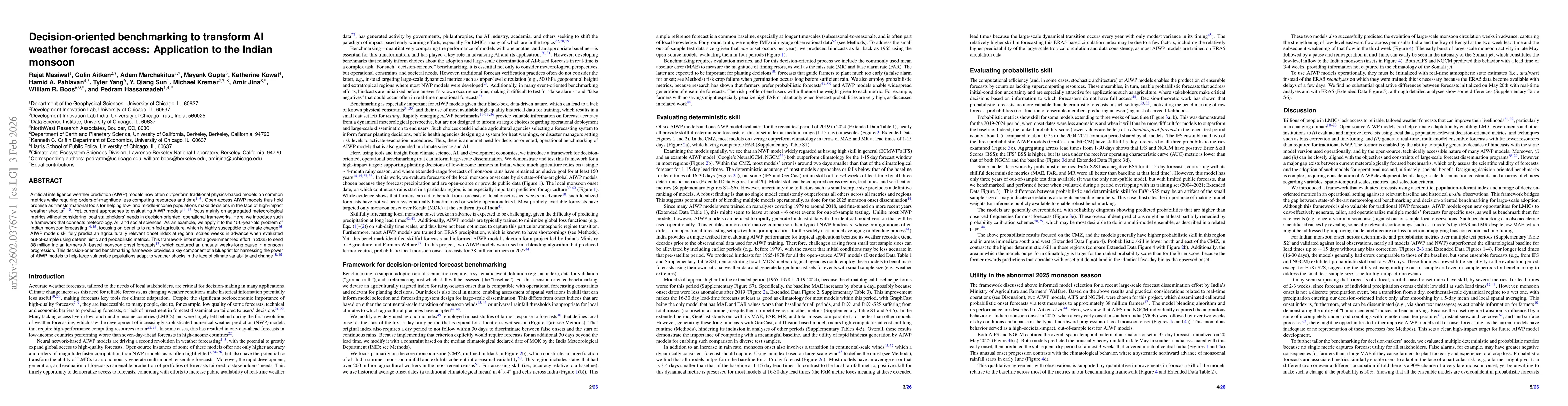 Thumbnail for Decision-oriented benchmarking to transform AI weather forecast access: Application to the Indian monsoon
