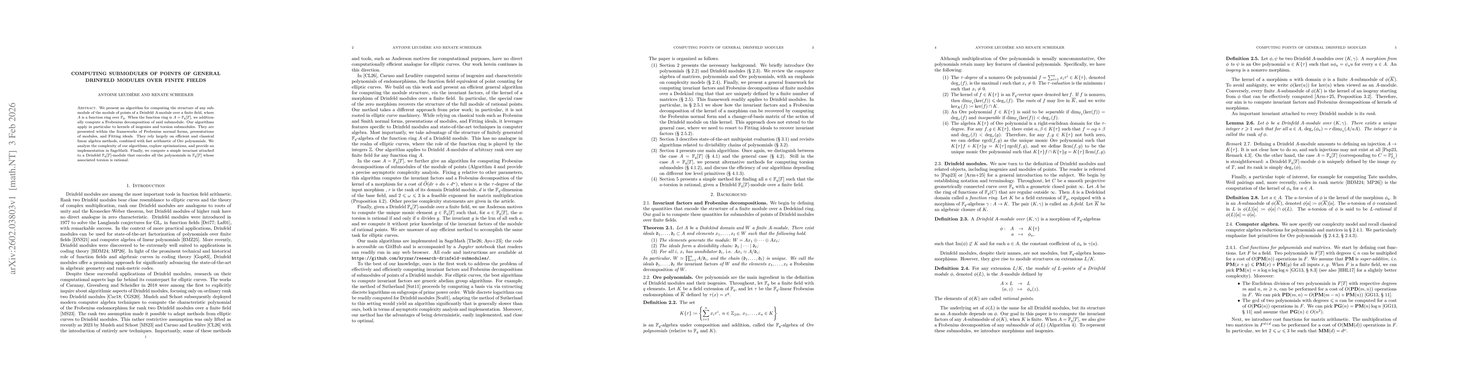 Thumbnail for Computing submodules of points of general Drinfeld modules over finite fields