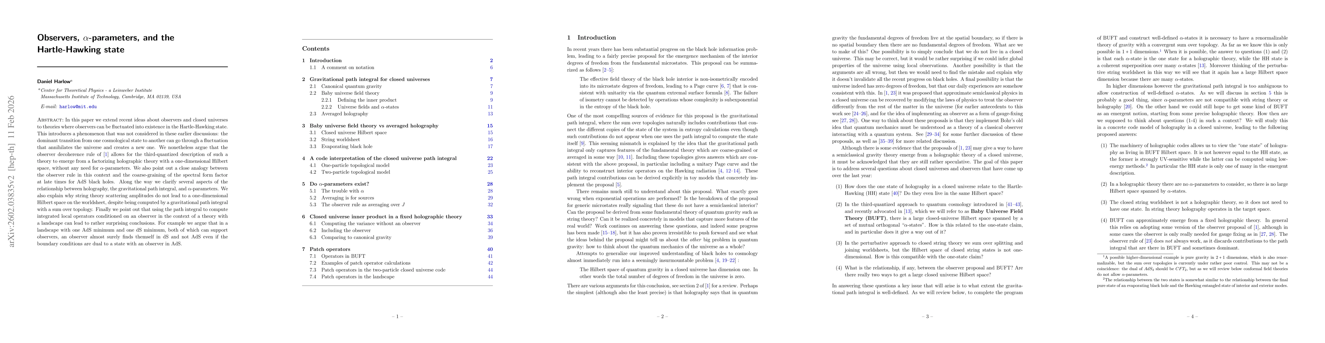 Thumbnail for Observers, $α$-parameters, and the Hartle-Hawking state