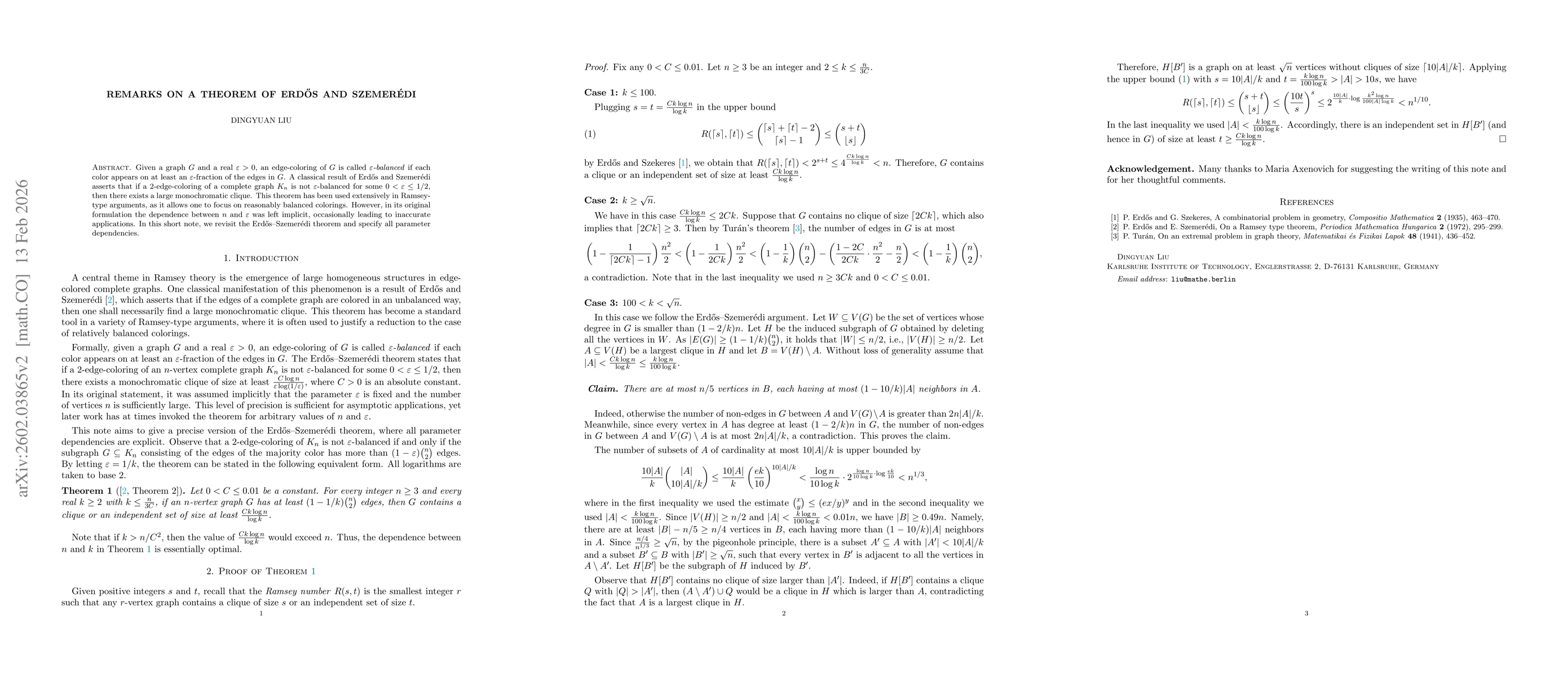 Thumbnail for Remarks on a theorem of Erdős and Szemerédi