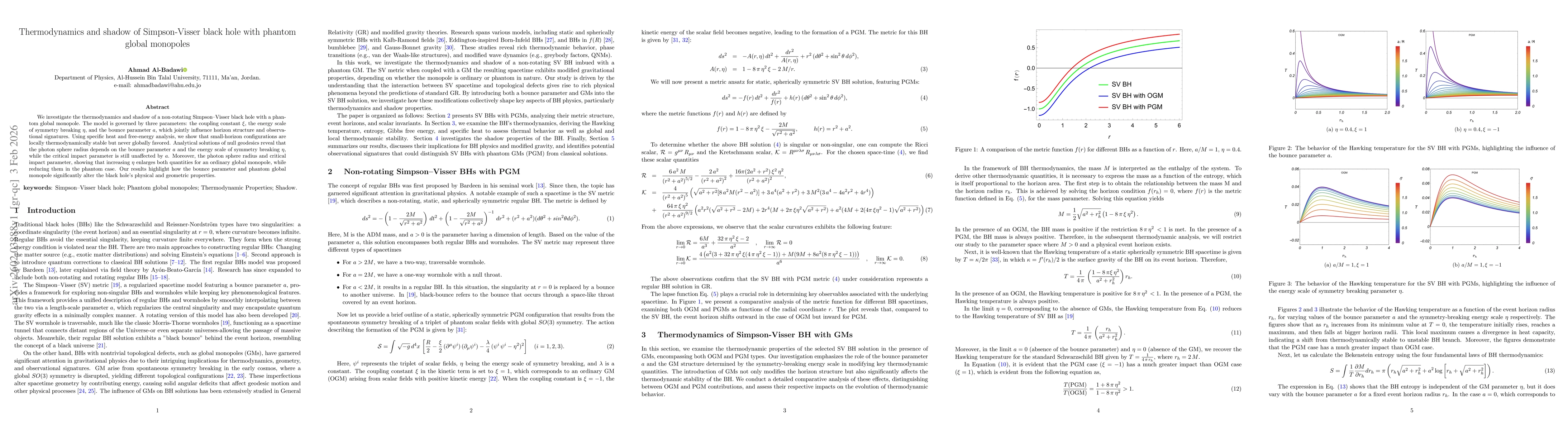 Thumbnail for Thermodynamics and shadow of Simpson-Visser black hole with phantom global monopoles