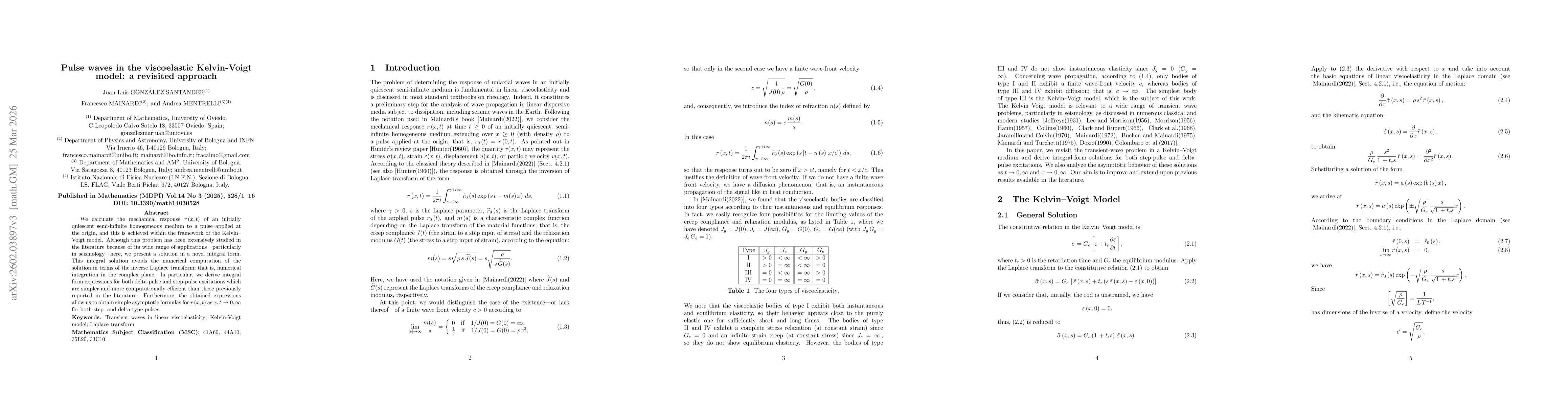 Thumbnail for Pulse waves in the viscoelastic Kelvin-Voigt model: a revisited approach