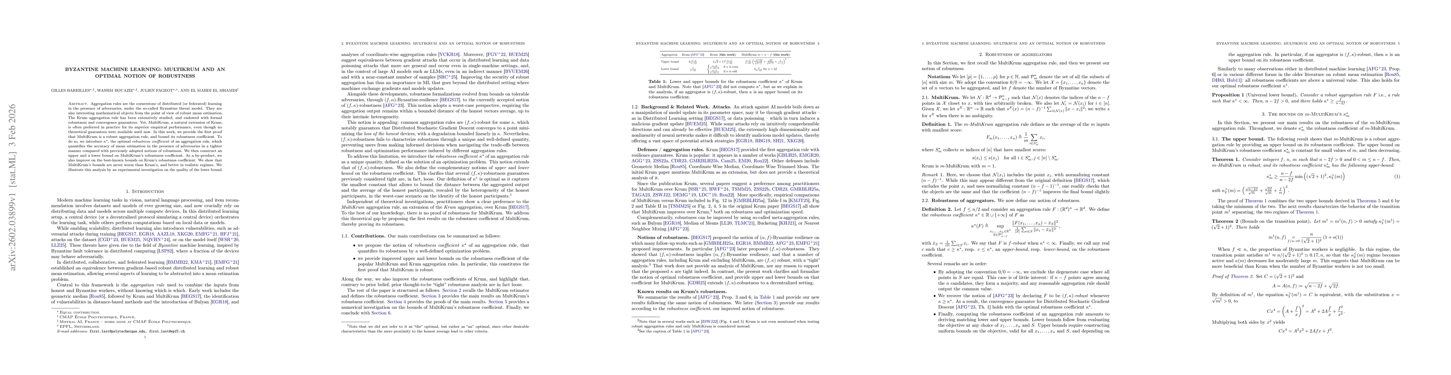 Thumbnail for Byzantine Machine Learning: MultiKrum and an optimal notion of robustness