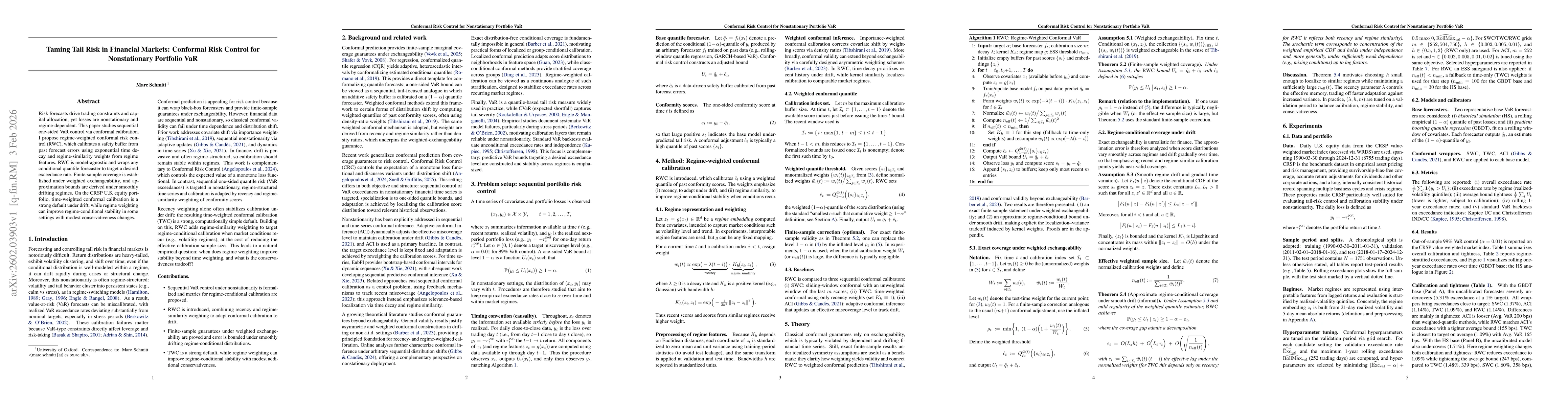 Thumbnail for Taming Tail Risk in Financial Markets: Conformal Risk Control for Nonstationary Portfolio VaR