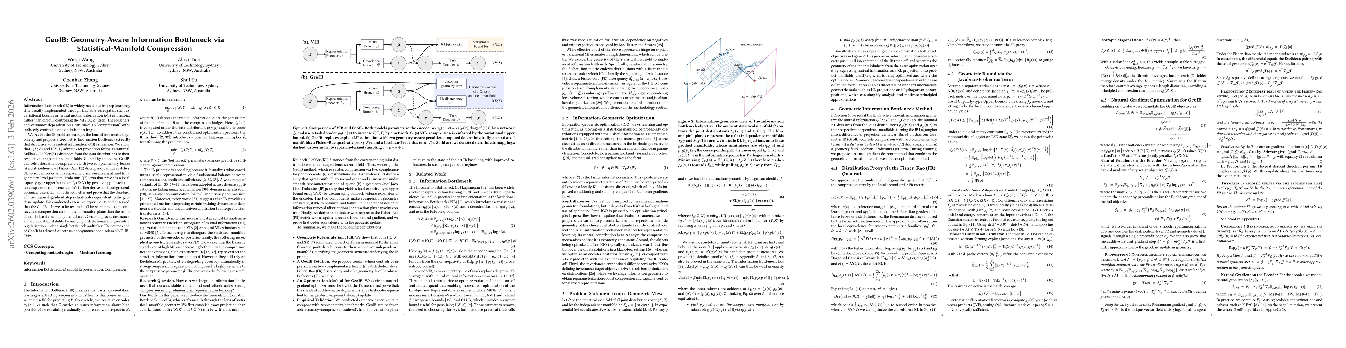 Thumbnail for GeoIB: Geometry-Aware Information Bottleneck via Statistical-Manifold Compression