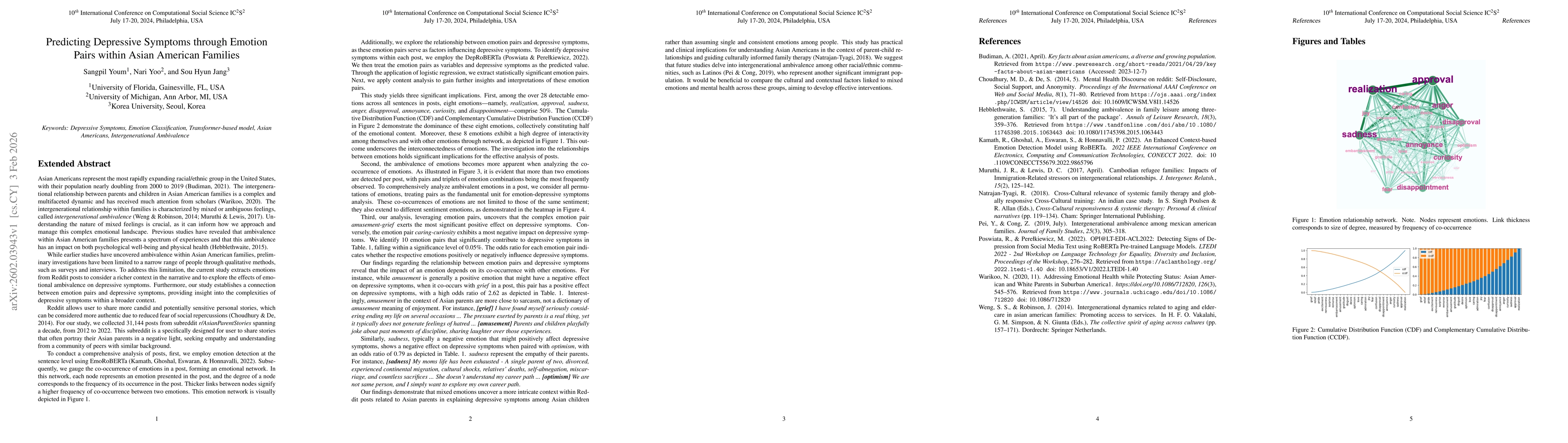 Thumbnail for Predicting Depressive Symptoms through Emotion Pairs within Asian American Families