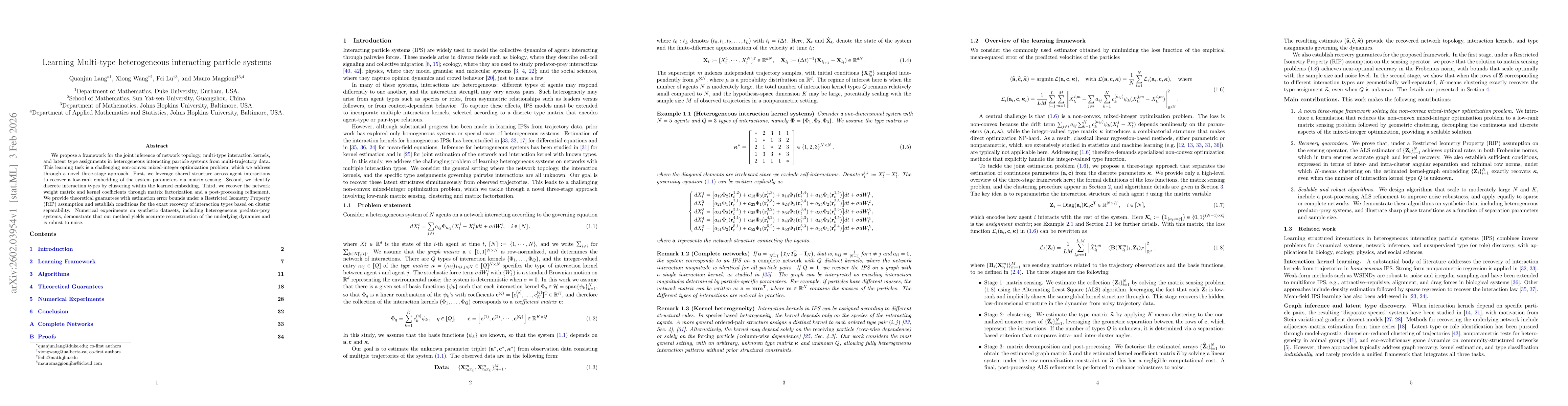 Thumbnail for Learning Multi-type heterogeneous interacting particle systems