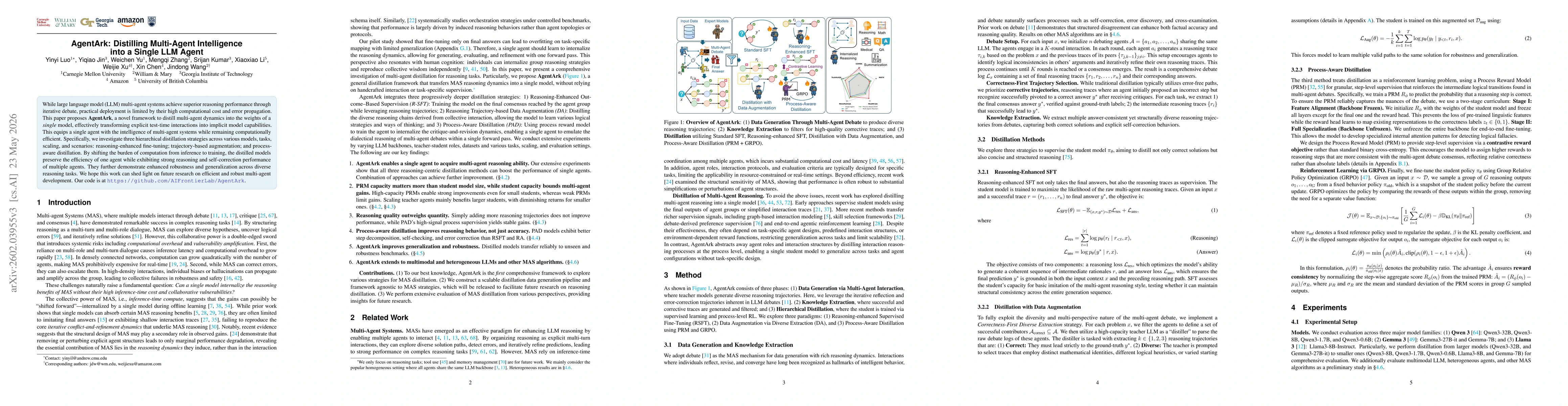 Thumbnail for AgentArk: Distilling Multi-Agent Intelligence into a Single LLM Agent