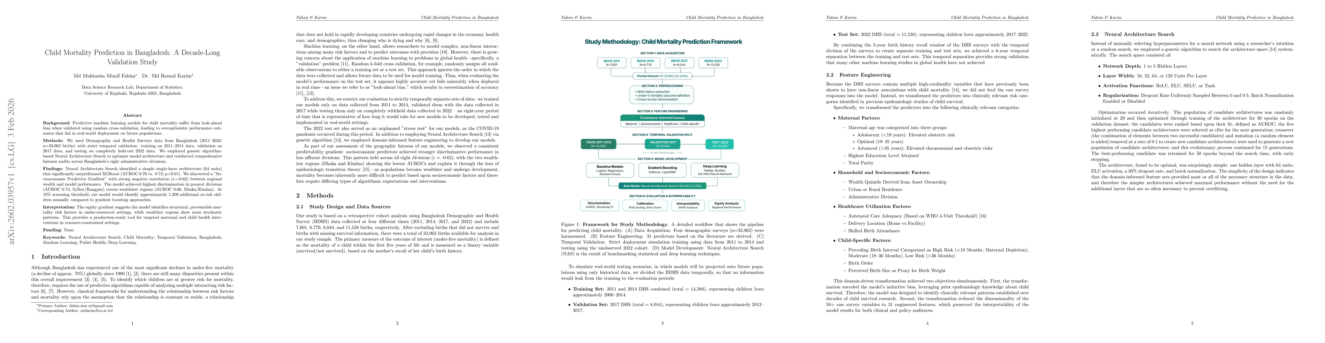 Thumbnail for Child Mortality Prediction in Bangladesh: A Decade-Long Validation Study
