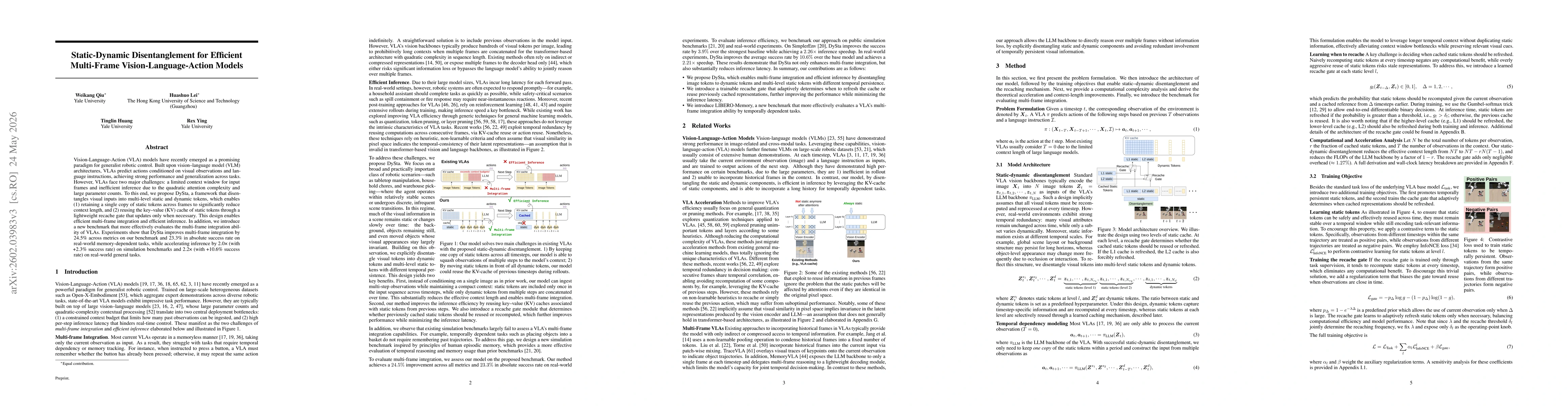 Thumbnail for Efficient Long-Horizon Vision-Language-Action Models via Static-Dynamic Disentanglement