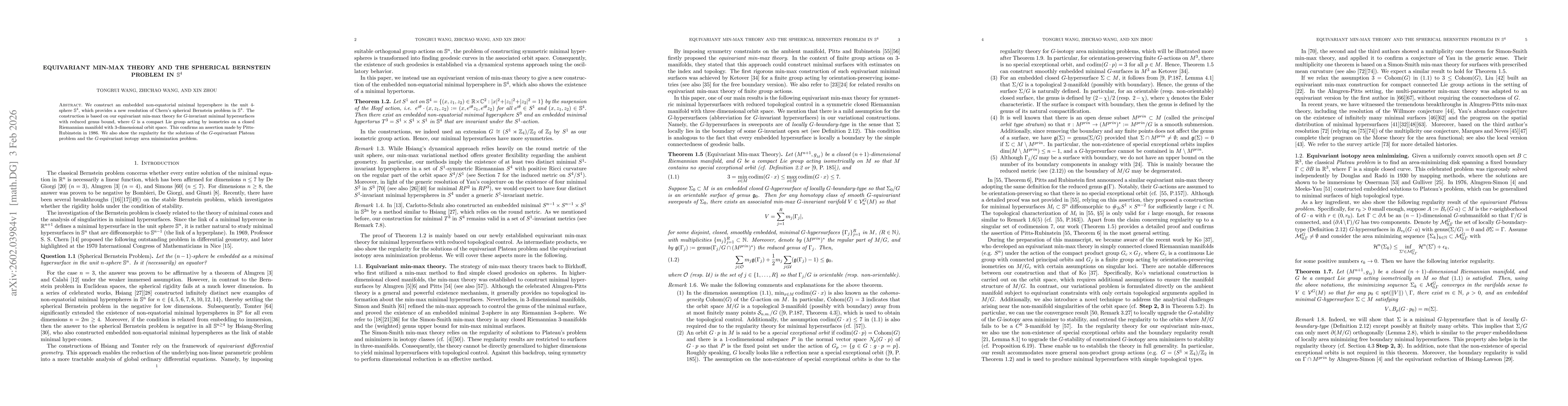 Thumbnail for Equivariant min-max theory and the spherical Bernstein problem in $\mathbb{S}^4$