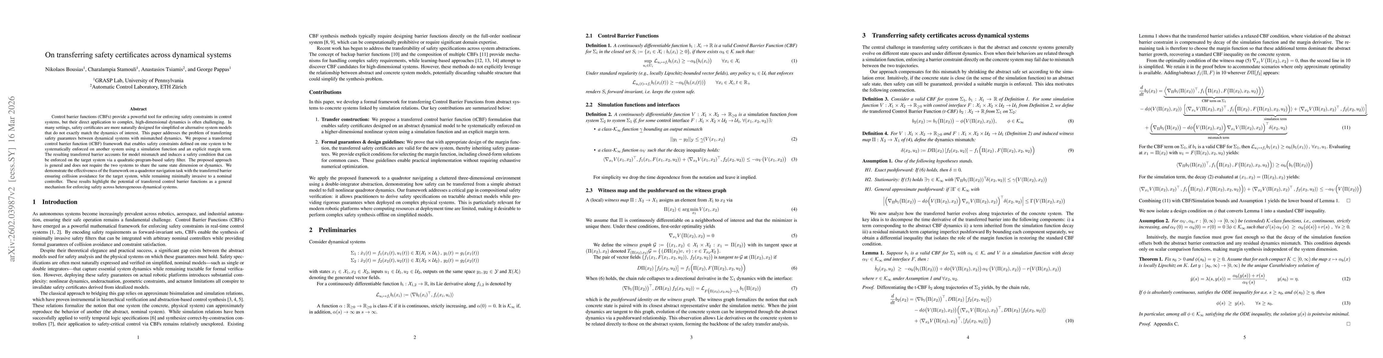 Thumbnail for Towards X-embodiment safety: A control theory perspective on transferring safety certificates across dynamical systems