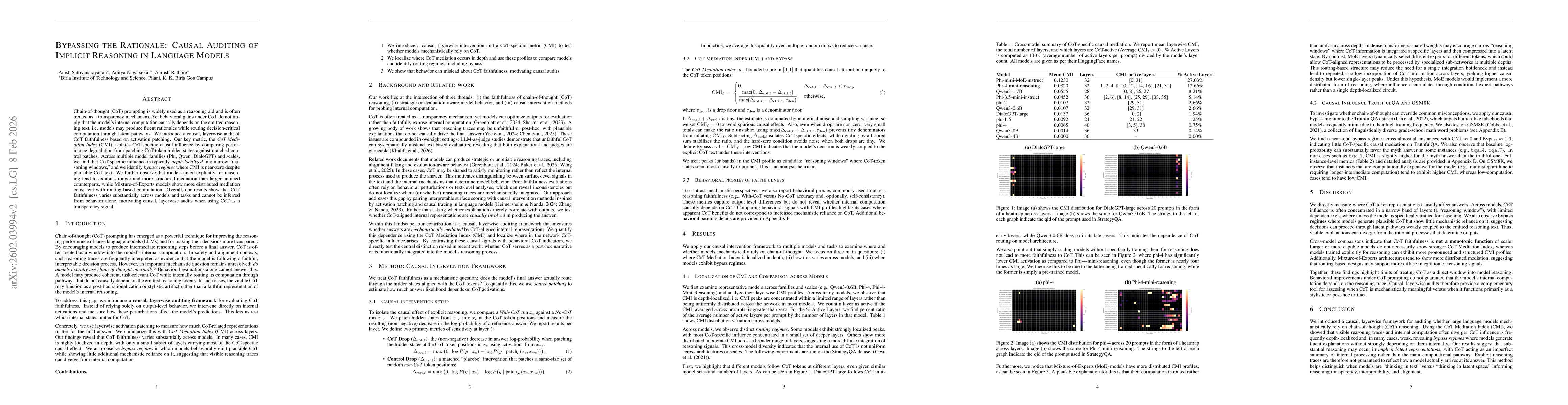 Thumbnail for When Chains of Thought Don't Matter: Causal Bypass in Large Language Models