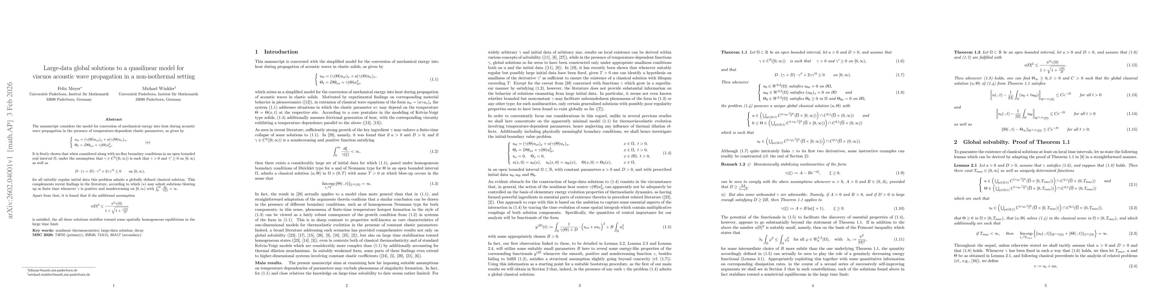 Thumbnail for Large-data global solutions to a quasilinear model for viscuos acoustic wave propagation in a non-isothermal setting