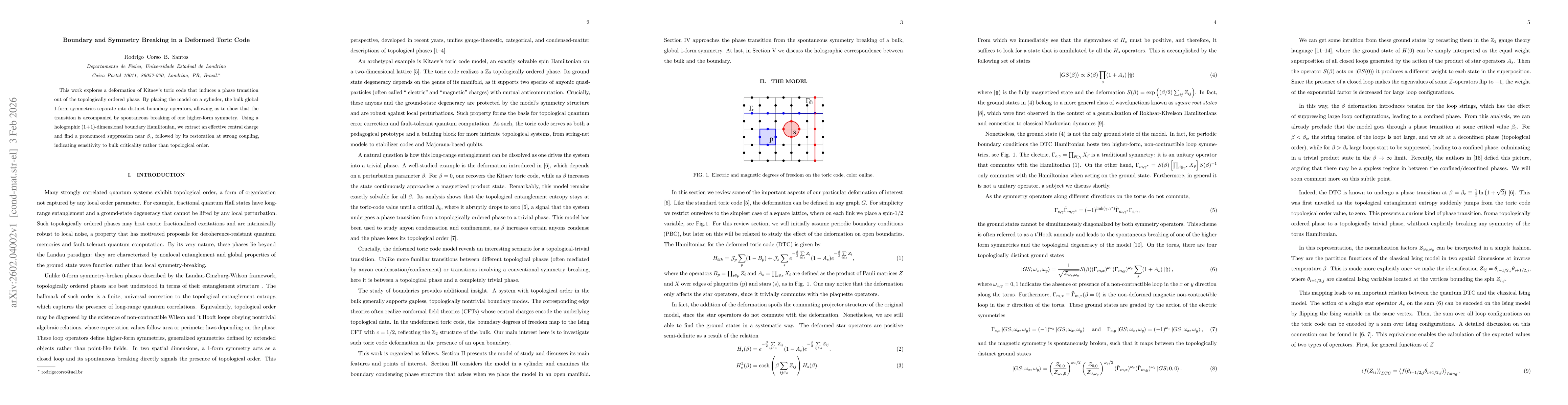 Thumbnail for Boundary and Symmetry Breaking in a Deformed Toric Code
