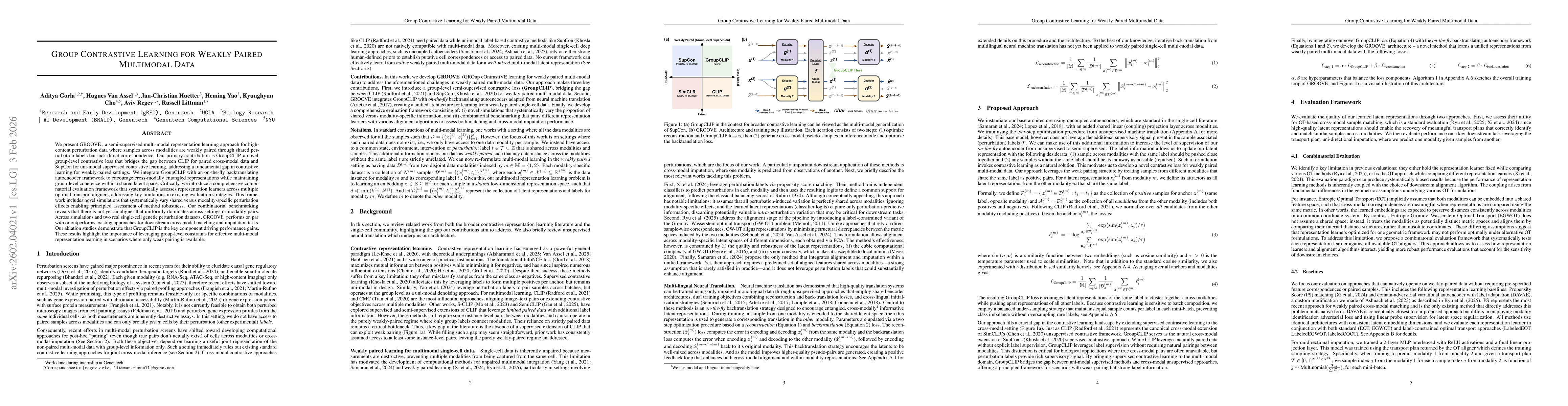 Thumbnail for Group Contrastive Learning for Weakly Paired Multimodal Data