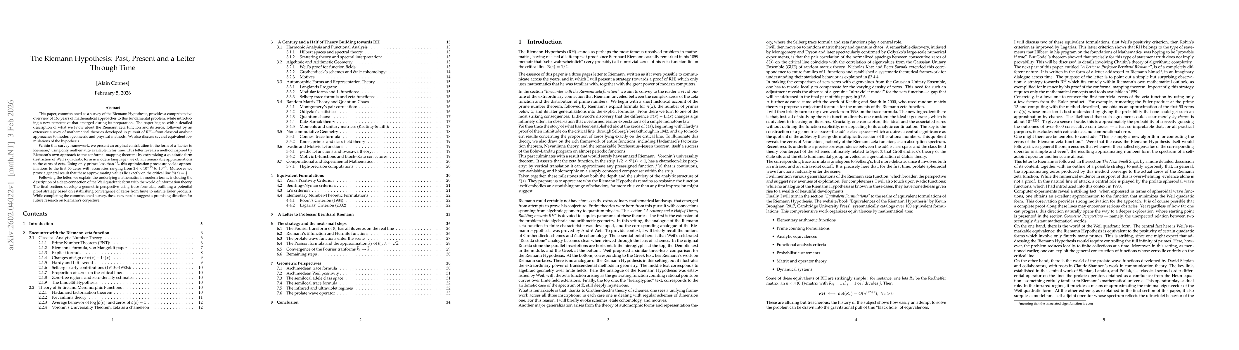 Thumbnail for The Riemann Hypothesis: Past, Present and a Letter Through Time