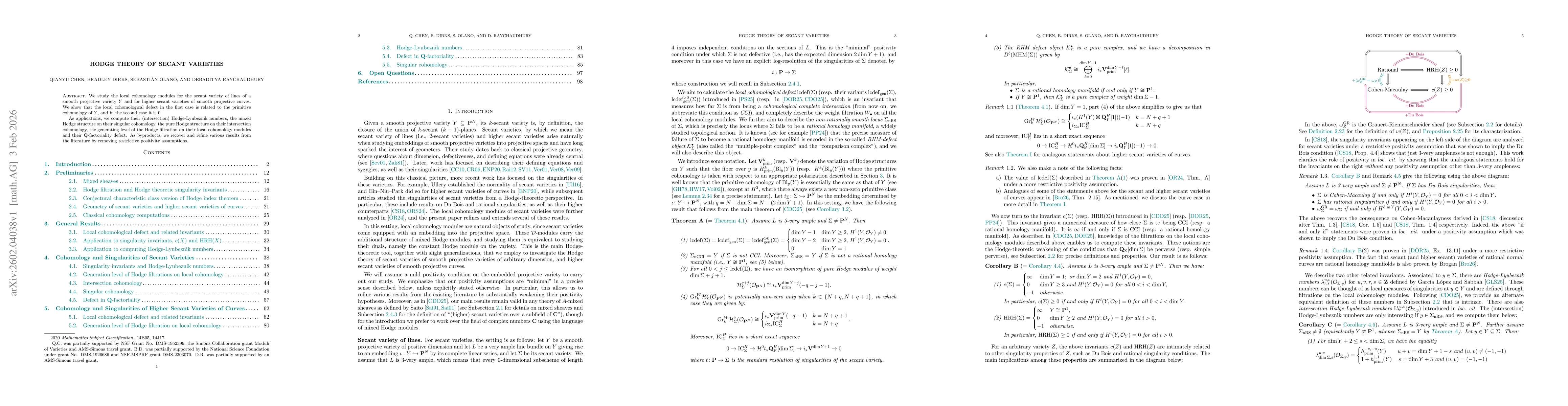 Thumbnail for Hodge theory of secant varieties