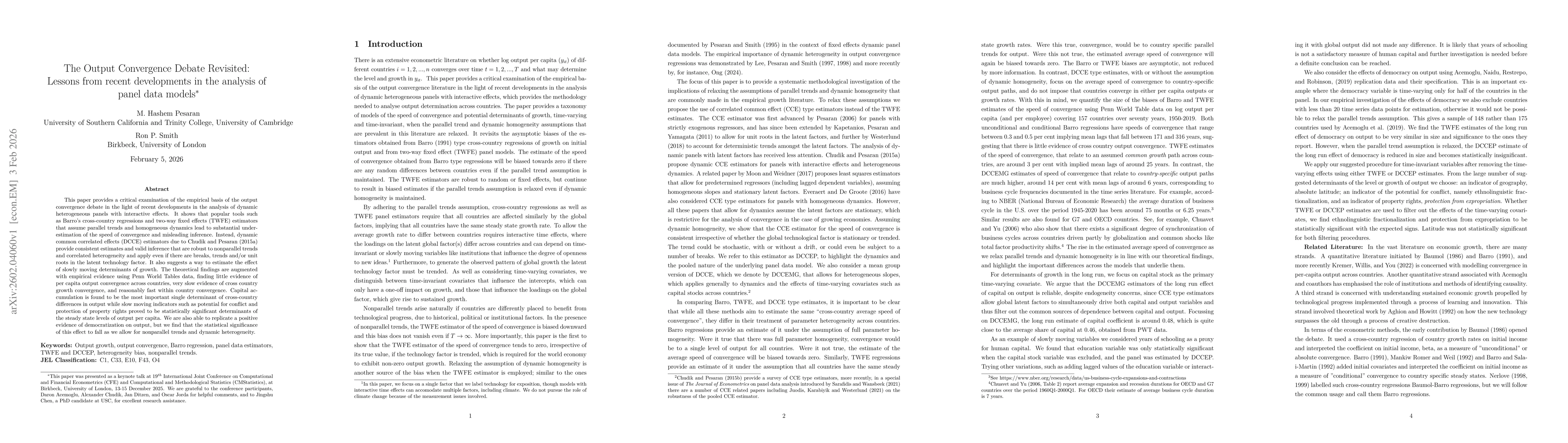 Thumbnail for The Output Convergence Debate Revisited: Lessons from recent developments in the analysis of panel data models