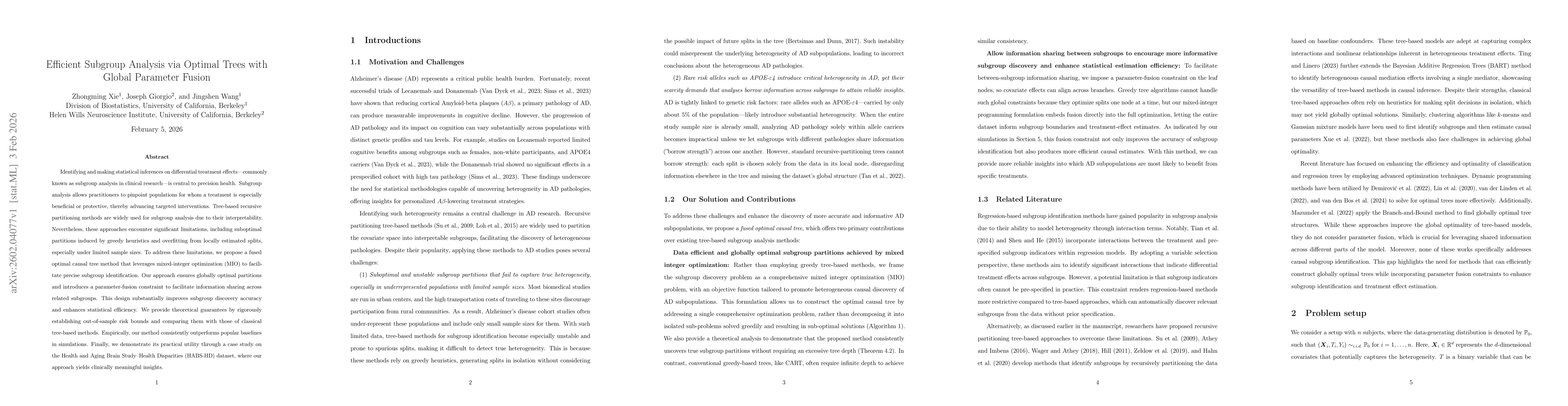 Thumbnail for Efficient Subgroup Analysis via Optimal Trees with Global Parameter Fusion