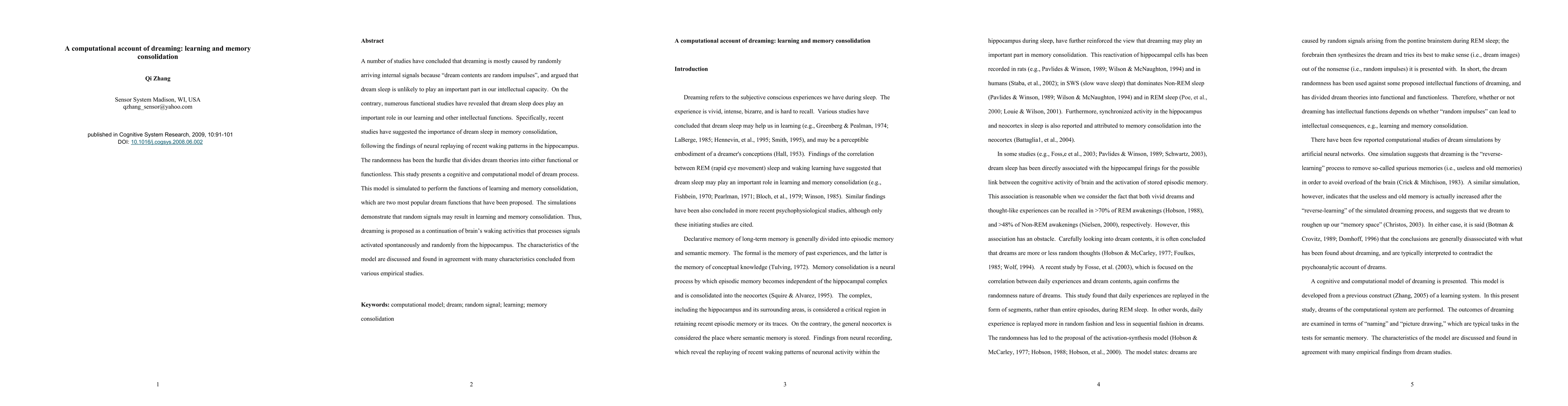 Thumbnail for A computational account of dreaming: learning and memory consolidation