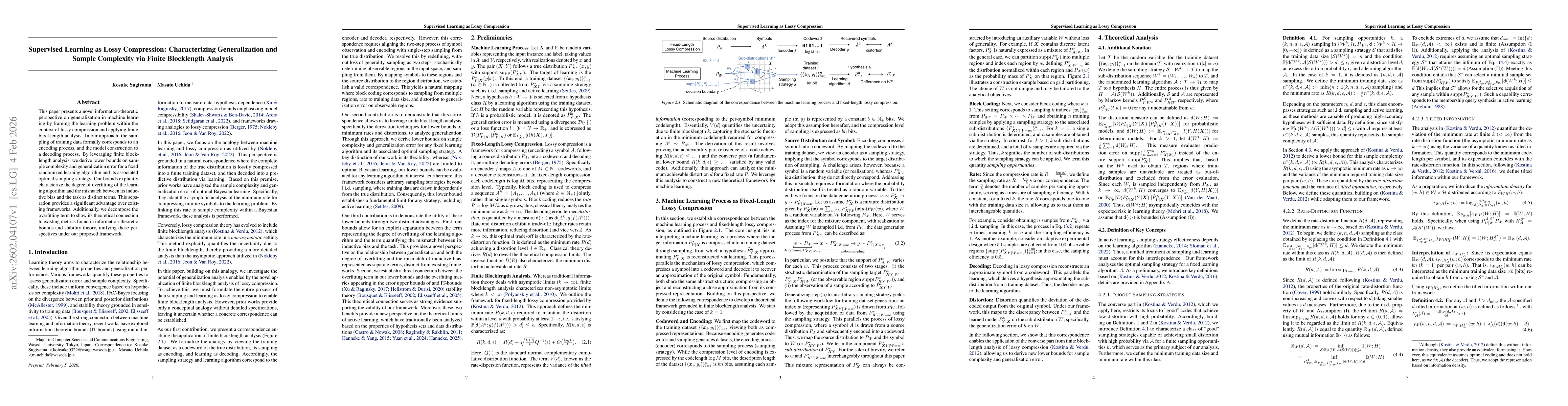 Thumbnail for Supervised Learning as Lossy Compression: Characterizing Generalization and Sample Complexity via Finite Blocklength Analysis