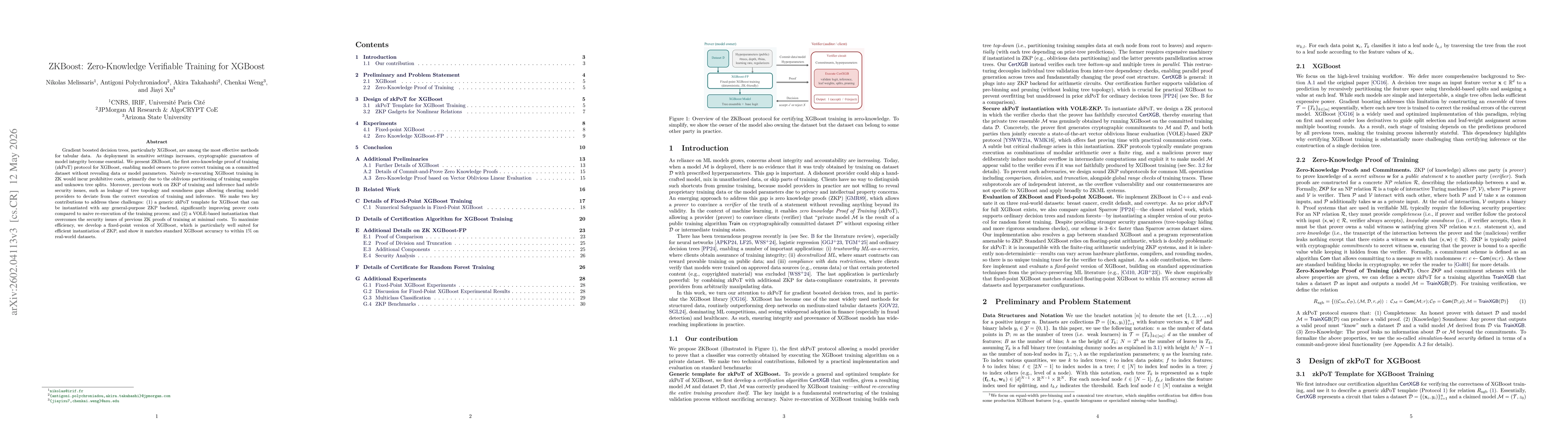 Thumbnail for ZKBoost: Zero-Knowledge Verifiable Training for XGBoost
