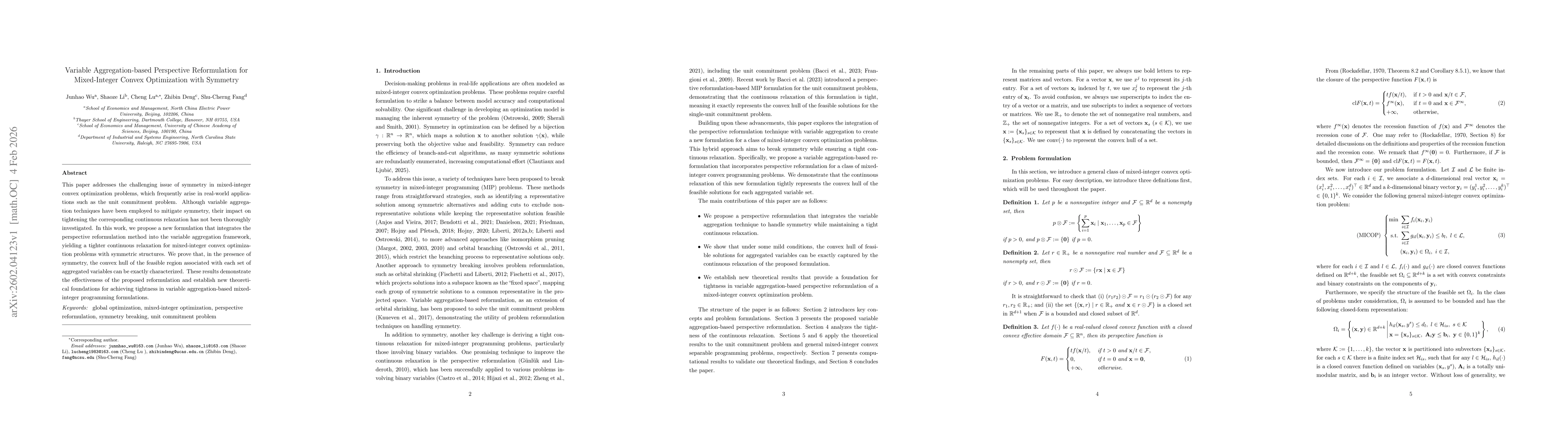 Thumbnail for Variable Aggregation-based Perspective Reformulation for Mixed-Integer Convex Optimization with Symmetry
