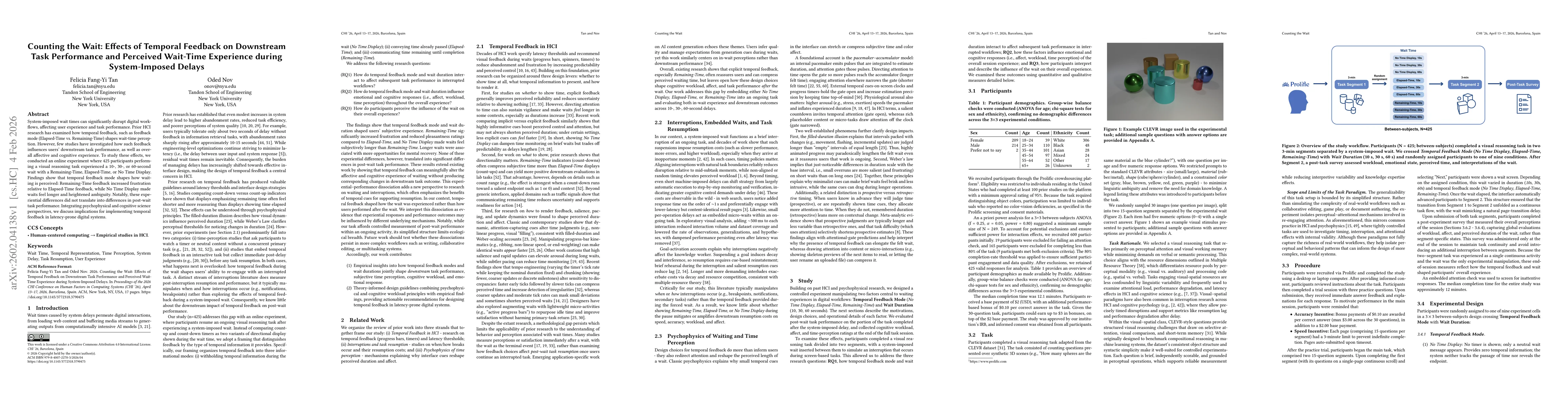 Thumbnail for Counting the Wait: Effects of Temporal Feedback on Downstream Task Performance and Perceived Wait-Time Experience during System-Imposed Delays