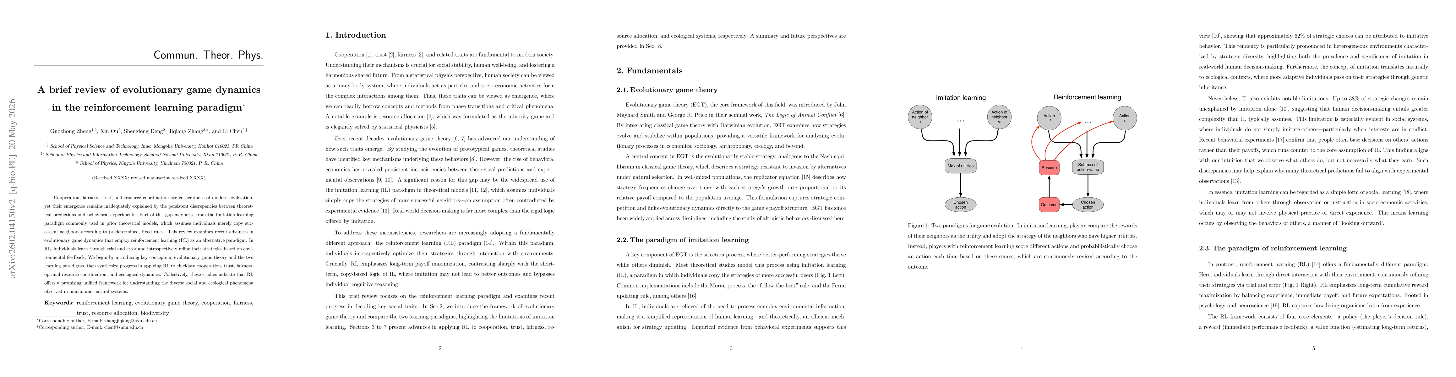 Thumbnail for A brief review of evolutionary game dynamics in the reinforcement learning paradigm