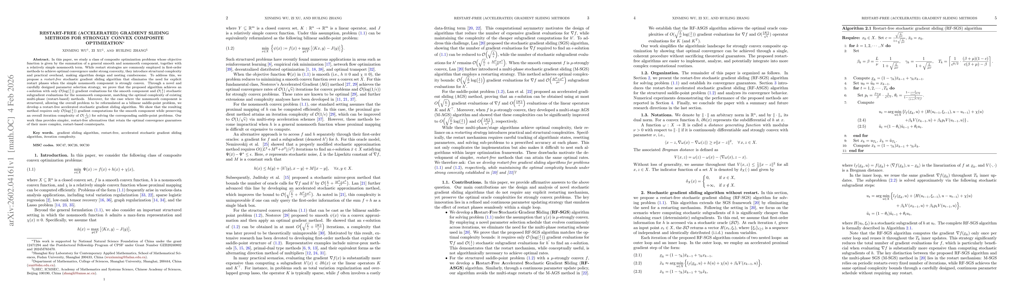 Thumbnail for Restart-Free (Accelerated) Gradient Sliding Methods for Strongly Convex Composite Optimization