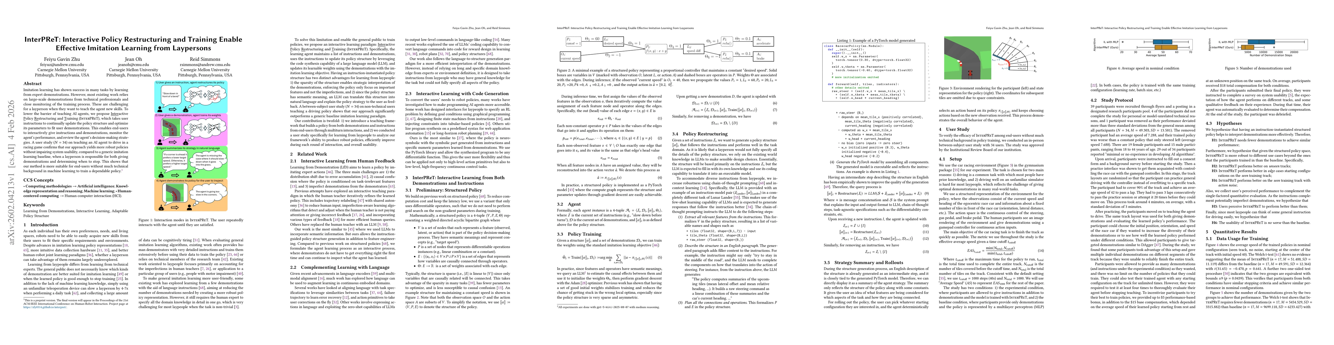 Thumbnail for InterPReT: Interactive Policy Restructuring and Training Enable Effective Imitation Learning from Laypersons