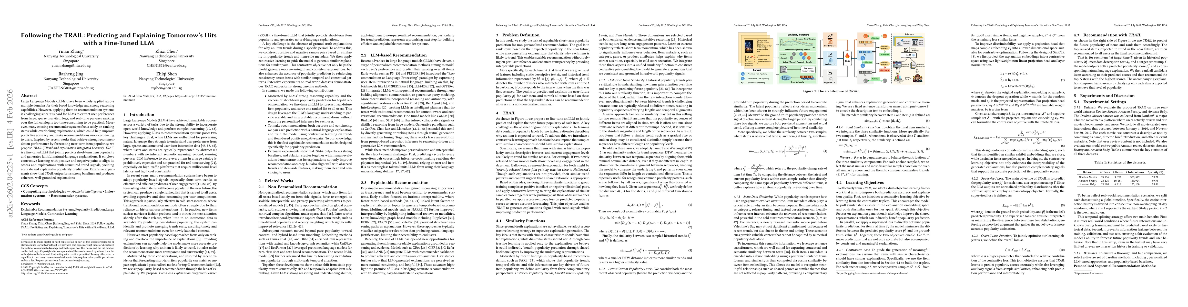 Thumbnail for Following the TRAIL: Predicting and Explaining Tomorrow's Hits with a Fine-Tuned LLM
