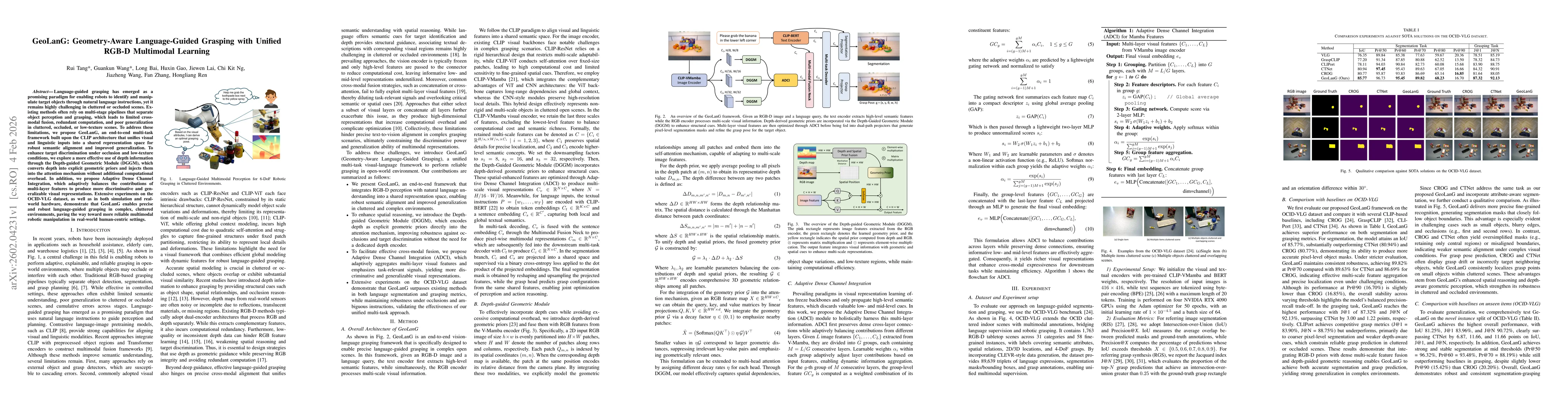 Thumbnail for GeoLanG: Geometry-Aware Language-Guided Grasping with Unified RGB-D Multimodal Learning