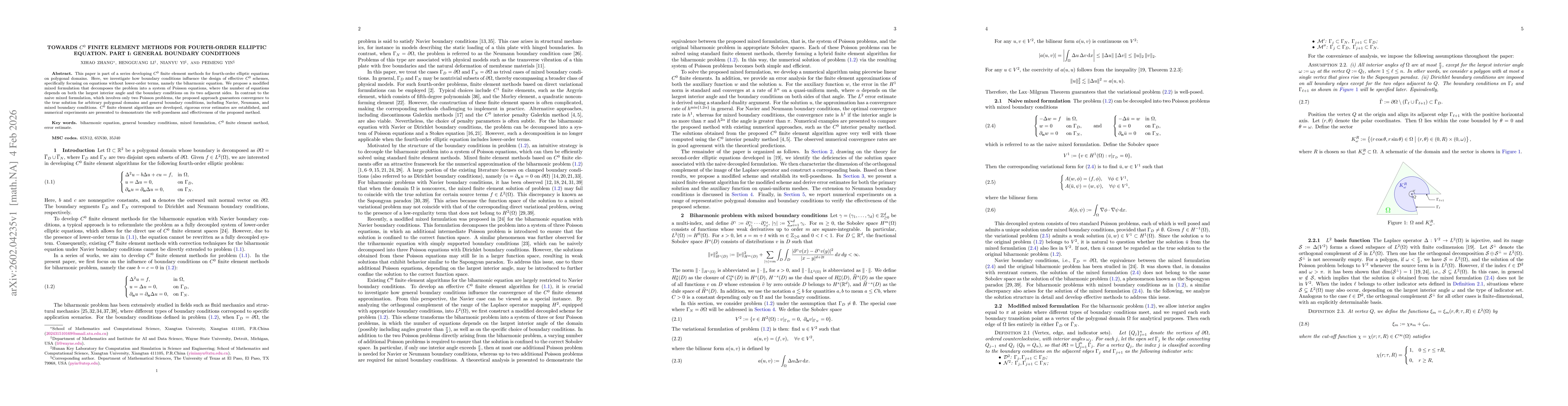 Thumbnail for Towards $C^0$ finite element methods for fourth-order elliptic equation. Part I: general boundary conditions