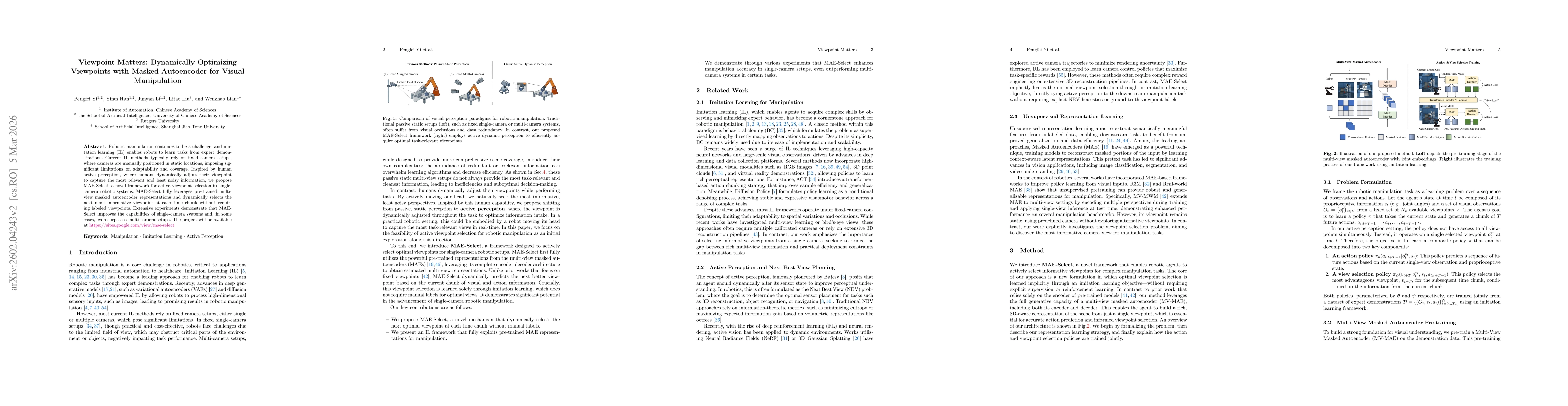 Thumbnail for Viewpoint Matters: Dynamically Optimizing Viewpoints with Masked Autoencoder for Visual Manipulation
