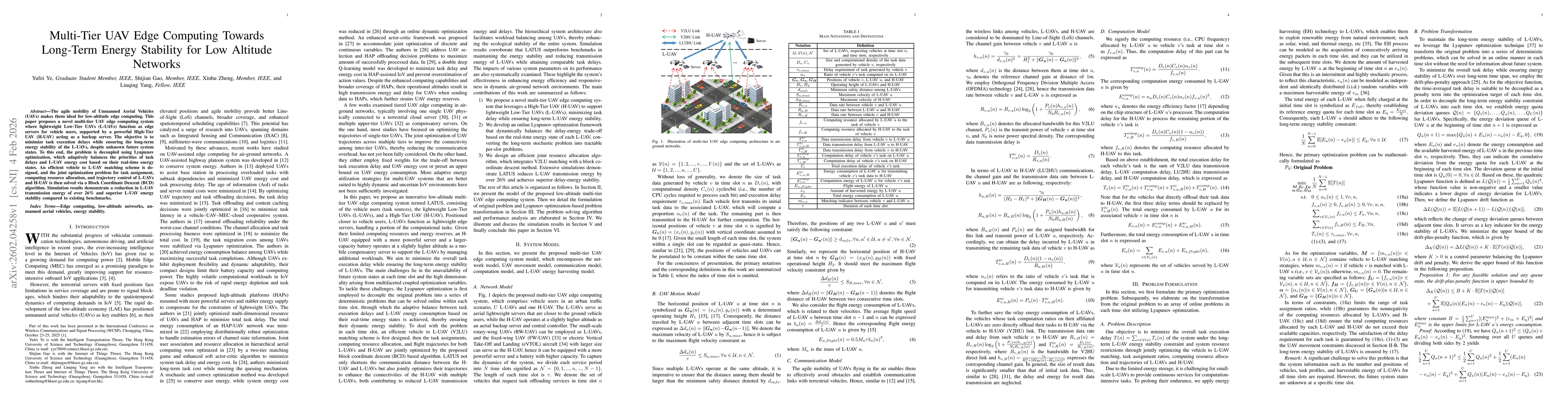 Thumbnail for Multi-Tier UAV Edge Computing Towards Long-Term Energy Stability for Low Altitude Networks
