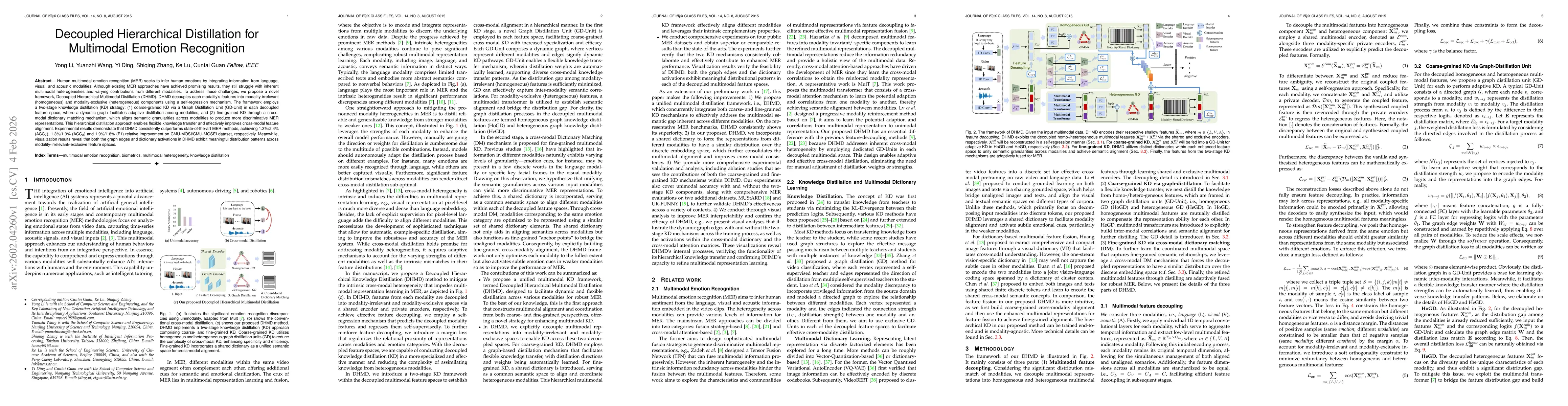 Thumbnail for Decoupled Hierarchical Distillation for Multimodal Emotion Recognition