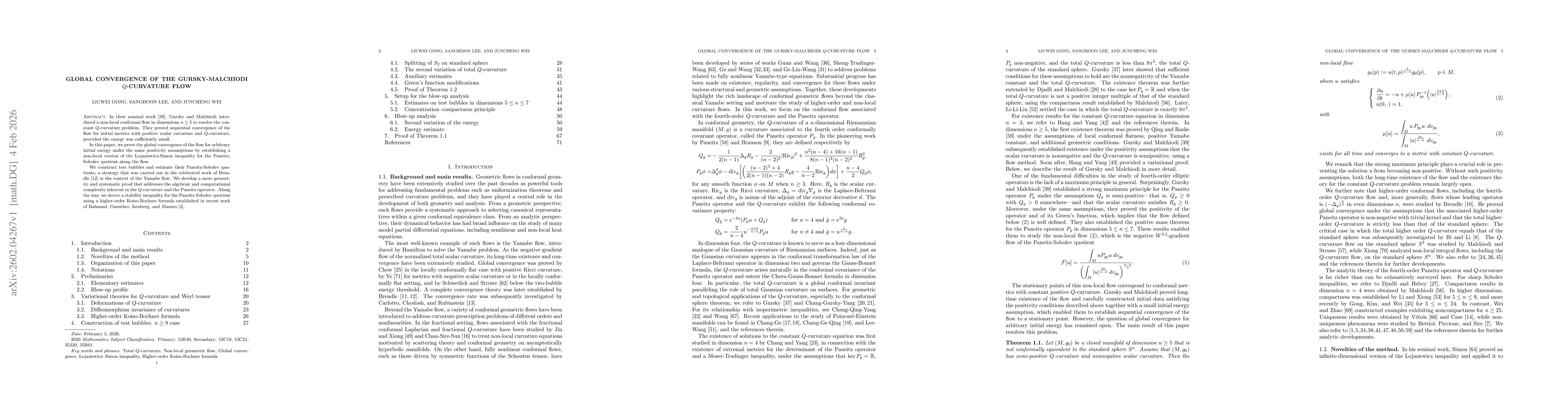 Thumbnail for Global Convergence of the Gursky-Malchiodi $Q$-curvature Flow